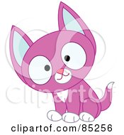 Royalty Free RF Clipart Illustration Of A Curious Purple And White Kitten