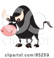 Royalty Free RF Clipart Illustration Of A Strong Black Bull Grinning by yayayoyo