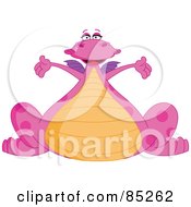 Royalty Free RF Clipart Illustration Of A Cute Chubby Pink Dragon Holding Her Arms Out by yayayoyo