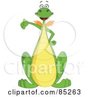 Royalty Free RF Clipart Illustration Of A Cute Tall Green Dragon Holding An Arm Out by yayayoyo