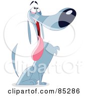 Royalty Free RF Clipart Illustration Of A Goofy Gray Dog With A Long Tongue by yayayoyo