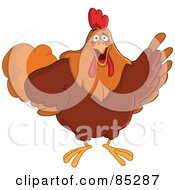 Royalty Free RF Clipart Illustration Of A Friendly Male Rooster Pointing With His Wing by yayayoyo