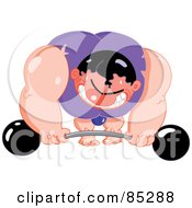 Poster, Art Print Of Sweaty Buff Man Lifting A Barbell