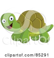 Poster, Art Print Of Cute Happy Green Tortoise