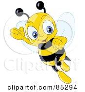 Royalty Free RF Clipart Illustration Of A Friendly Cute Bee Waving And Flying by yayayoyo #COLLC85294-0157