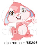Royalty-Free (RF) Clipart Illustration of an Adorable Presenting Pink Bunny Rabbit by yayayoyo #COLLC85296-0157