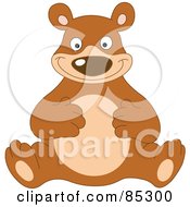 Royalty Free RF Clipart Illustration Of A Happy Brown Bear Rubbing His Tummy by yayayoyo
