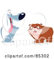 Royalty Free RF Clipart Illustration Of A Digital Collage Of A Goofy Gray And Wrinkly Brown Dogs by yayayoyo