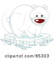 Royalty Free RF Clipart Illustration Of A Happy Polar Bear On A Sheet Of Ice In The Arctic