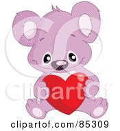 Poster, Art Print Of Cute Purple Koala With A Red Heart