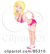 Poster, Art Print Of Sexy Blond Caucasian Woman Touching Her But As If Shes Sizzling