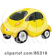 Cute Compact Yellow Car With Tinted Windows