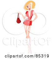 Royalty Free RF Clipart Illustration Of A Sexy Blond Woman In A Short Red Dress And Boots
