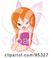 Royalty Free RF Clipart Illustration Of A Pretty Strawberry Blond Pixie In A Purple Dress