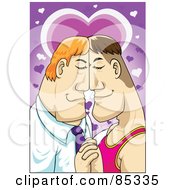 Royalty Free RF Clipart Illustration Of A Gay Couple Resting Their Faces Together And Holding Hands