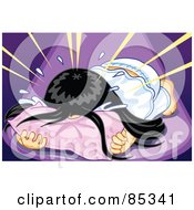 Royalty Free RF Clipart Illustration Of A Sad Girl Throwing Her Face Into A Pillow And Crying