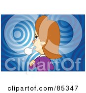 Royalty Free RF Clipart Illustration Of A Stubborn And Angry Woman With Her Arms Crossed And A Word Balloon Over Blue Circles by mayawizard101