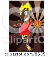 Black Basketballer With Blond Hair Dribbling A Ball Over A Brown Burst