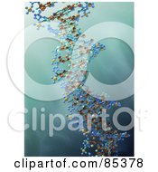 Royalty Free RF Clipart Illustration Of A 3d Colorful Dna Strand Over A Greenish Blue Water Like Background