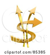 Royalty Free RF Clipart Illustration Of 3d Golden Arrows Forming A Dollar Symbol by Mopic