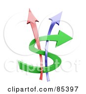 Royalty Free RF Clipart Illustration Of 3d Red Blue And Green Arrows Forming A Dollar Symbol by Mopic #COLLC85397-0155