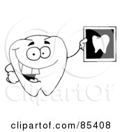 Royalty Free RF Clipart Illustration Of A Black And White Tooth Holding An Xray