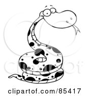 Royalty Free RF Clipart Illustration Of A Black And White Happy Viper