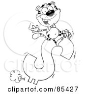 Royalty Free RF Clipart Illustration Of A Black And White Tiger Riding On A Dollar Symbol by Hit Toon