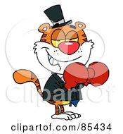Boxing Tiger Wearing Red Gloves