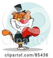 Poster, Art Print Of Tiger Wearing Red Boxing Gloves