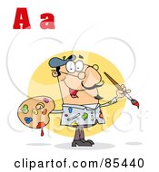 Royalty Free RF Clipart Illustration Of A Male Artist With Letters A by Hit Toon