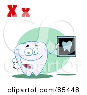 Tooth Holding An Xray With Letters X
