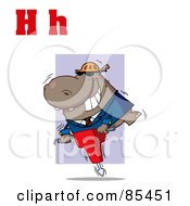 Poster, Art Print Of Hippo With Letters H