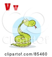Royalty Free RF Clipart Illustration Of A Snake With Letters V by Hit Toon