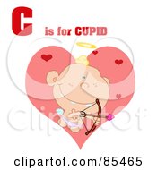 Royalty Free RF Clipart Illustration Of A Cupid With C Is For Cupid Text