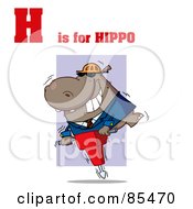 Poster, Art Print Of Hippo With H Is For Hippo Text