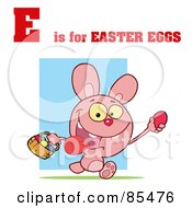 Royalty Free RF Clipart Illustration Of An Easter Bunny With E Is For Easter Eggs Text