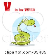 Royalty Free RF Clipart Illustration Of A Snake With V Is For Viper Text by Hit Toon