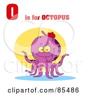 Royalty Free RF Clipart Illustration Of An Octopus With O Is For Octopus Text by Hit Toon