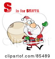 Royalty Free RF Clipart Illustration Of Santa With S Is For Santa Text