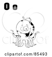 Royalty Free RF Clipart Illustration Of An Outlined Octopus With Letters O by Hit Toon