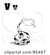 Royalty Free RF Clipart Illustration Of An Outlined Snake With Letters V