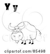 Royalty Free RF Clipart Illustration Of An Outlined Yak With Letters Y by Hit Toon