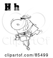 Poster, Art Print Of Outlined Hippo With Letters H