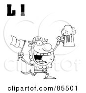 Royalty Free RF Clip Art Illustration Of An Outlined Leprechaun With Letters L