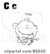 Poster, Art Print Of Outlined Cupid With Letters C