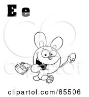 Royalty Free RF Clipart Illustration Of An Outlined Easter Bunny With Letters E
