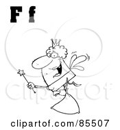 Royalty Free RF Clipart Illustration Of An Outlined Fairy With Letters F by Hit Toon