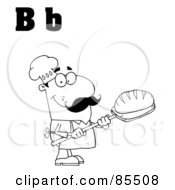 Royalty Free RF Clipart Illustration Of An Outlined Male Baker With Letters B