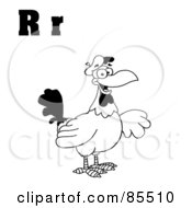 Royalty Free RF Clipart Illustration Of An Outlined Rooster With Letters R by Hit Toon